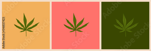 Hand drawn vector abstract graphic clipart illustration of Medical Marijuana, smoking accessories.Hemp leaf for smoking weed.Cannabis and weed legalization concept design.Trendy vector illustration.