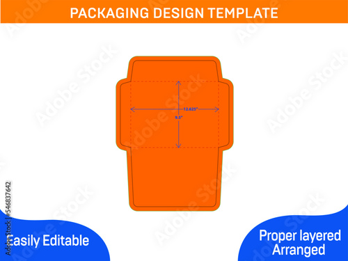 Resizable 9.5x12.625 inch Booklet envelope dieline template and 3D envelope photo