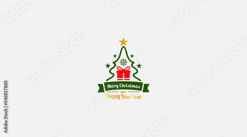 Merry Christmas Logo design. Vector logo, typography. Usable as banner, greeting card, gift package etc