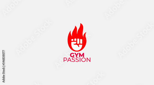 fitness energy logo template, Gym and fire logo design template vector