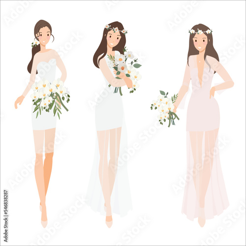 beautiful bohemian casual bride  cartoon flat sytle