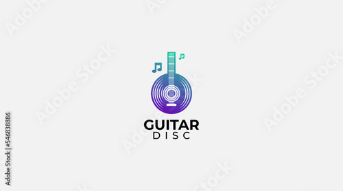 Vinyl record and electric guitar logo template 