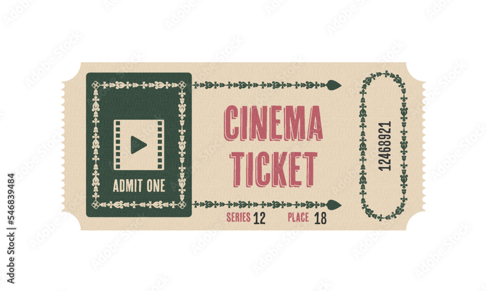 Retro style movie ticket for printing Retro style movie ticket for printing
