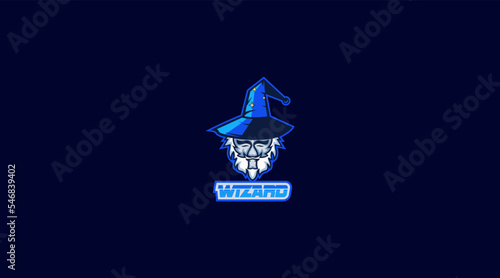 old wise strong magical wizard vector logo design