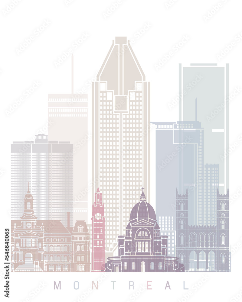 Fototapeta premium MONTREAL SKYLINE POSTER PASTEL
