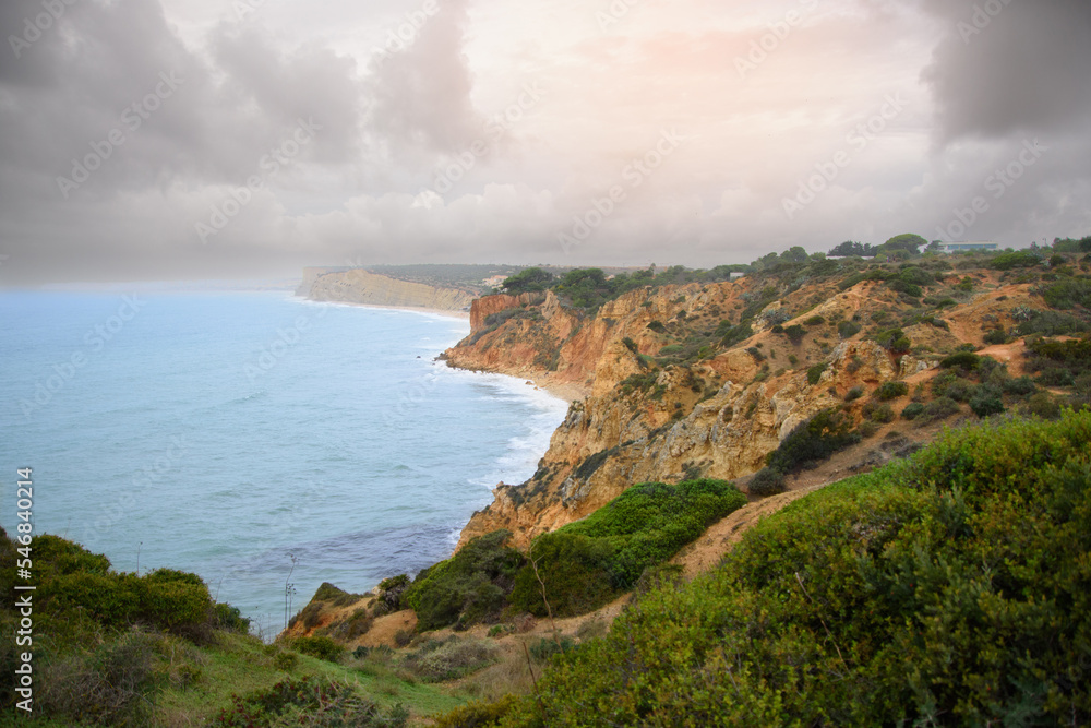 Fototapeta premium Impressive cliffs at the Benagil Caves site in southern Portugal