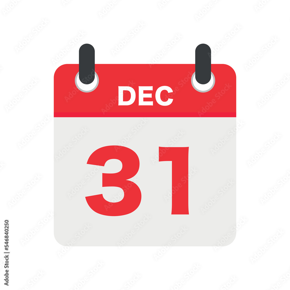 31 dec Red calendar icon on white transparent background, vector. 31 dec Red calendar icon on white transparent background, vector.