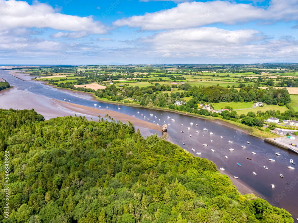 Aerial view of the river Moy at Ballina in County Mayo - Republic of Ireland