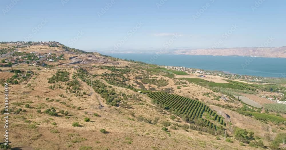 Aerial View of a lake in rural area, Alumot, Sea of Galilee, Israel. Aerial View of a lake in rural area, Alumot, Sea of Galilee, Israel.