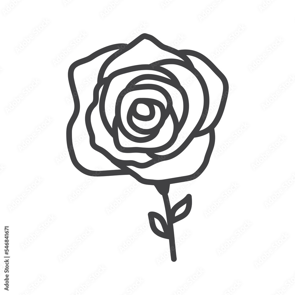 Rose icon isolated flat design vector illustration. Rose icon isolated flat design vector illustration.