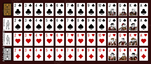 Playing cards with Gangsters - Mafia style character - Miniature playing cards for mobile applications - Poker playing cards, full deck