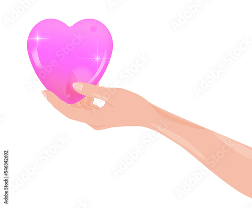 Heart in hand transparent background A woman's hand giving a pink heart