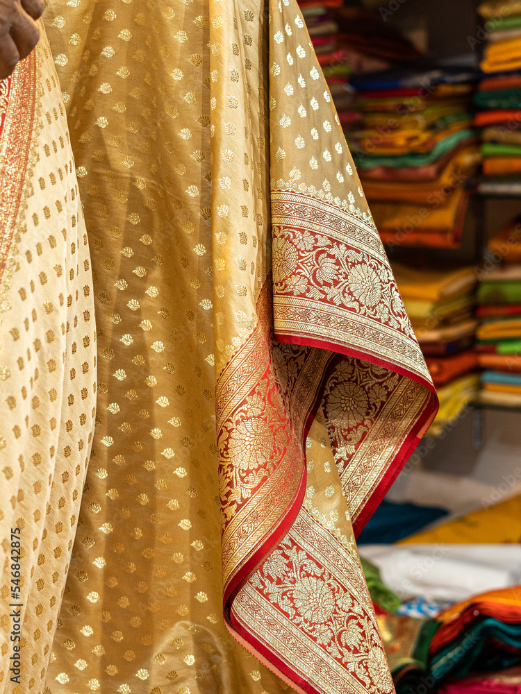 Banarasi saree with beautiful texture and hand work on it. Banarasi saree with beautiful texture and hand work on it.