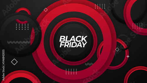 Black friday background banner with red and black color gradient