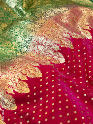 Banarasi saree with beautiful texture and hand work on it.