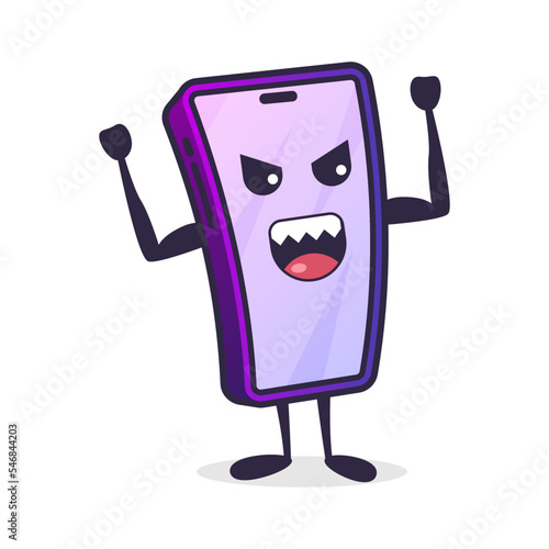 Cartoon character phone, evil emotion