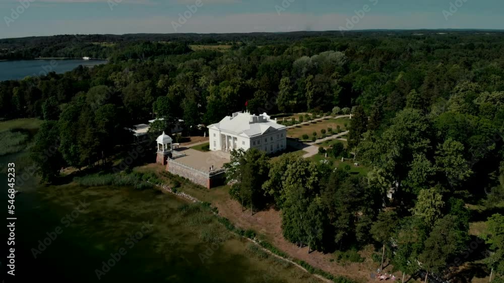 Aerial view of Uzutrakis Manor Estate (The Tyszkiewicz Palace) and Lake Galve, Trakai Castle Vilnius (Lithuania) Aerial view of Uzutrakis Manor Estate (The Tyszkiewicz Palace) and Lake Galve, Trakai Castle Vilnius (Lithuania)