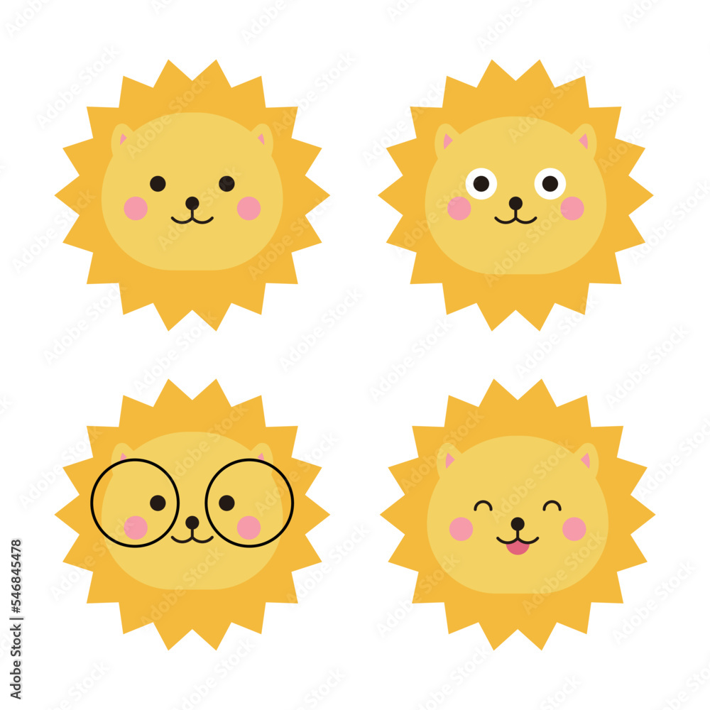 Lion character illustration icon set with cute and smiling expressions. Lion character illustration icon set with cute and smiling expressions.