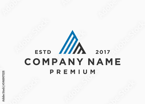 letter mm triangle logo design vector illustration template