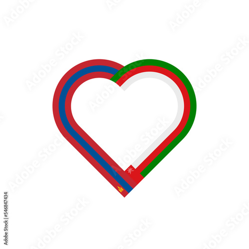 friendship concept. heart ribbon icon of mongolia and oman flags. vector illustration isolated on white backgroun