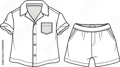 KID BOYS WEAR TEE AND PAJAMA SET FLAT DESIGN VECTOR