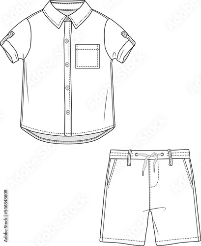 KID BOYS WEAR TEE AND PAJAMA SET FLAT DESIGN VECTOR