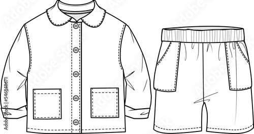 KID BOYS WEAR TEE AND PAJAMA SET FLAT DESIGN VECTOR