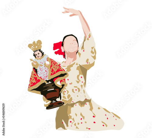 Sinulog festival queen dancing holding Santo Niño of Cebu Statue photo
