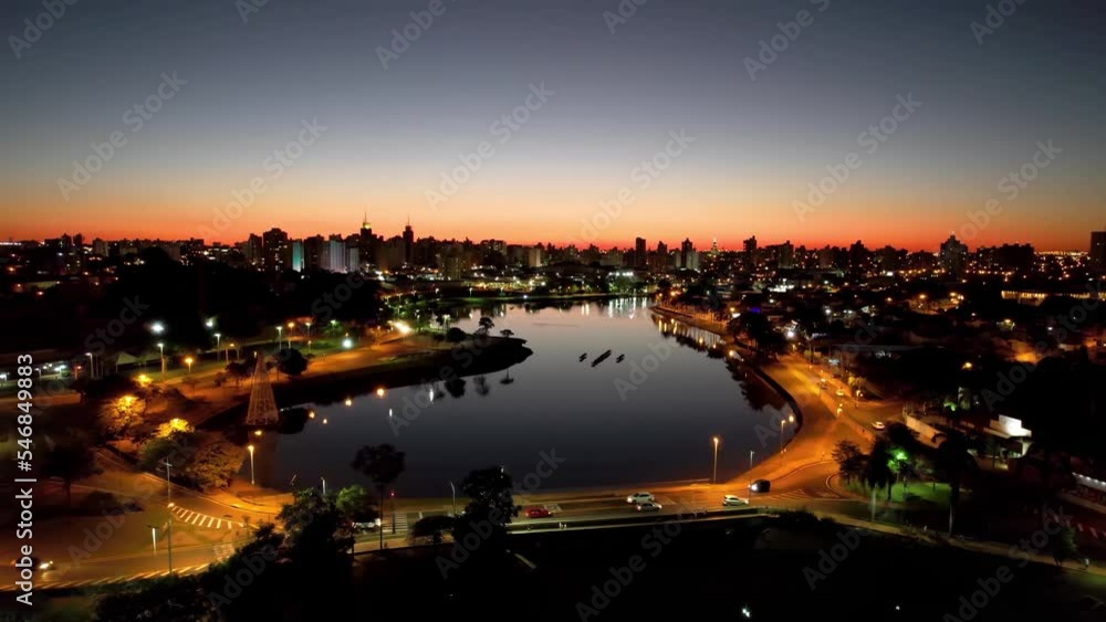 Sunset aerial landscape of countryside city of Sao Jose do Rio Preto at Sao Paulo state Brazil. Travel destination. Tropical scenery. Countryside metropolis landscape. Sunset aerial landscape of countryside city of Sao Jose do Rio Preto at Sao Paulo state Brazil. Travel destination. Tropical scenery. Countryside metropolis landscape.