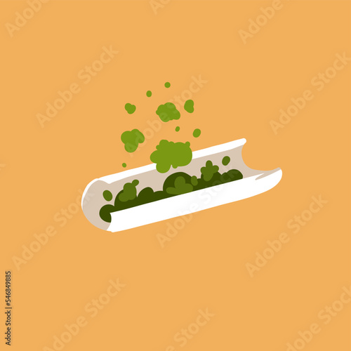 Hand drawn vector abstract graphic clipart illustration of Medical Marijuana,smoking accessories.Hemp and joint for smoking .Cannabis and weed legalization concept design.Trendy vector illustration.