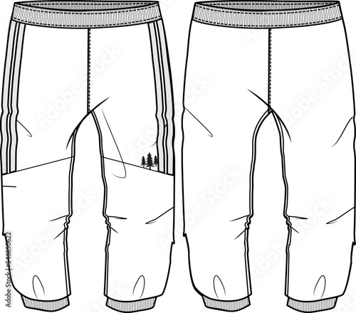 KID BOYS BOTTOM WEAR JOGGERS AND TROSERS FRONT AND BACK FLAT DESIGN VECTOR