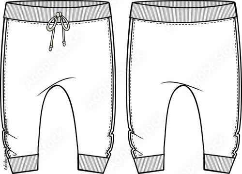 KID BOYS BOTTOM WEAR JOGGERS AND TROSERS FRONT AND BACK FLAT DESIGN VECTOR