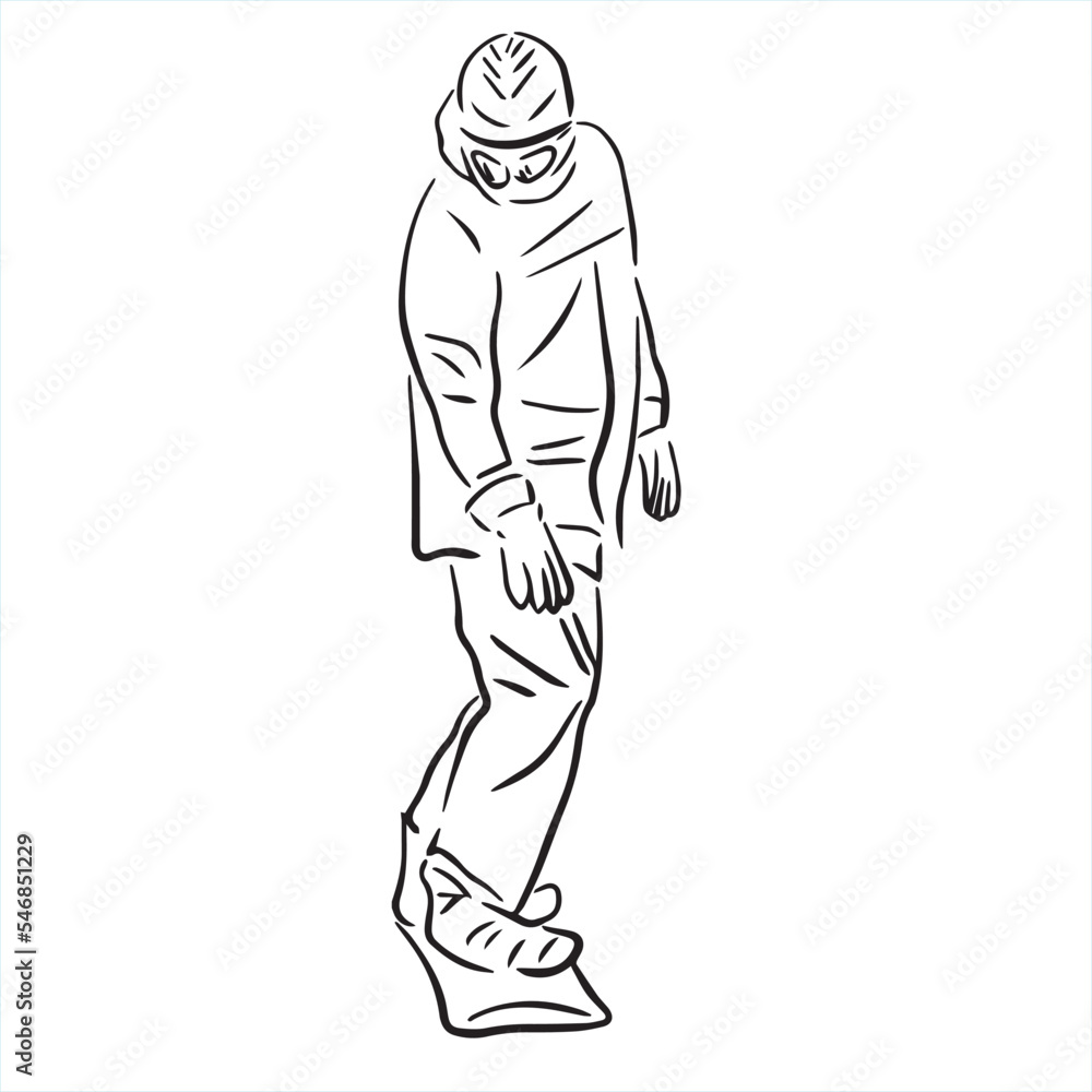 Fototapeta premium winter sport, snowboarding collection. Hand drawing. snowboarder vector sketch
