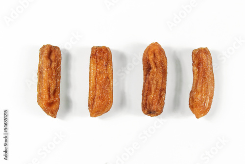 Solar dried bananas. sun dried banana. healthy vegan vegetarian food snack concept.