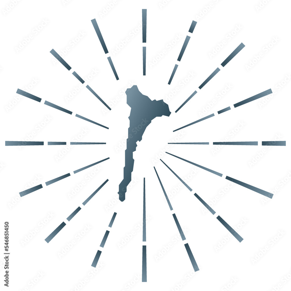 Ko Samet gradiented sunburst. Map of the island with colorful star rays. Ko Samet illustration in digital, technology, internet, network style. Vector illustration.