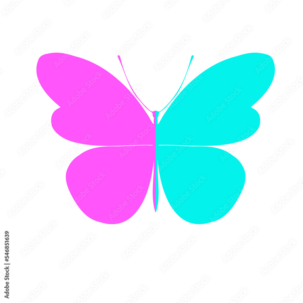 Two-color butterfly. Butterfly , PNG illustration, icon.Template for printing