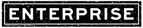 Grunge black enterprise word square rubber seal stamp on white background
