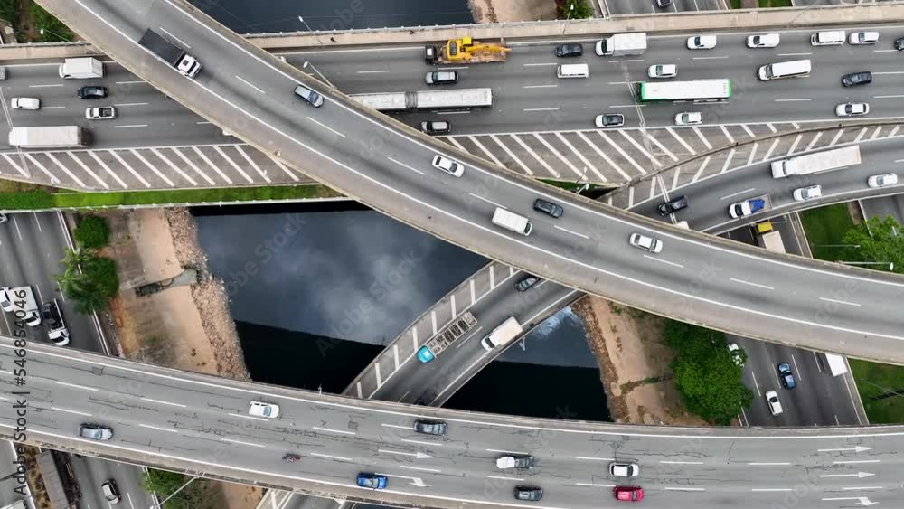 Time lapse traffic jam at highway road landmark of Sao Paulo Brazil ...