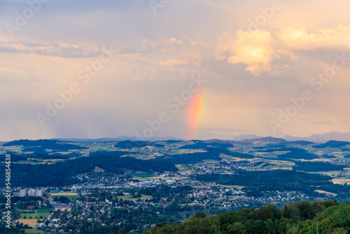 Beautiful rainbow over Bern city in Switzerland