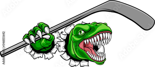 Photography Dinosaur Ice Hockey Player Animal Sports Mascot