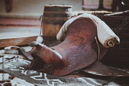American leather saddle