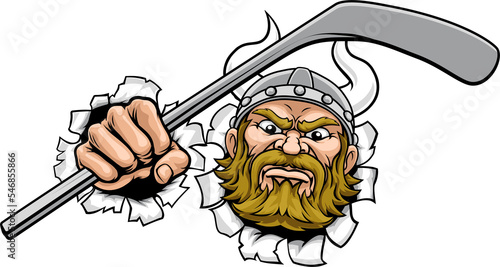 Canvas Print Viking Ice Hockey Sports Mascot Cartoon