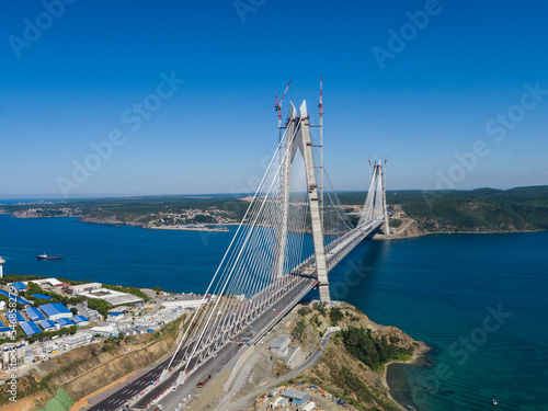 Photography suspension bridge construction in istanbul