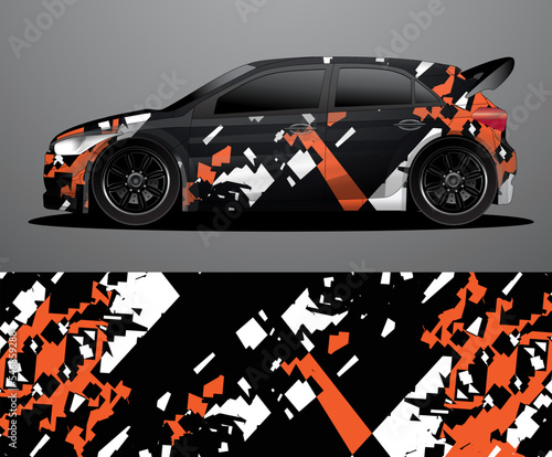 Rally car decal graphic wrap vector, abstract background