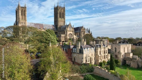 Lincoln City and Cathedral UK Aerial View in the Afternoon photo