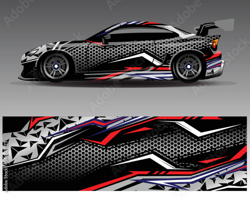 Graphic abstract stripe racing background kit designs for wrap vehicle race car rally adventure and livery