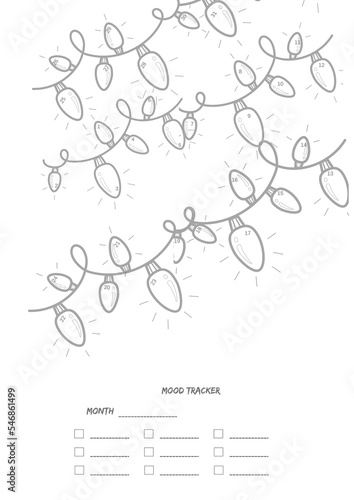 Mood Tracker Xmas Theme A4 Printable and digital use