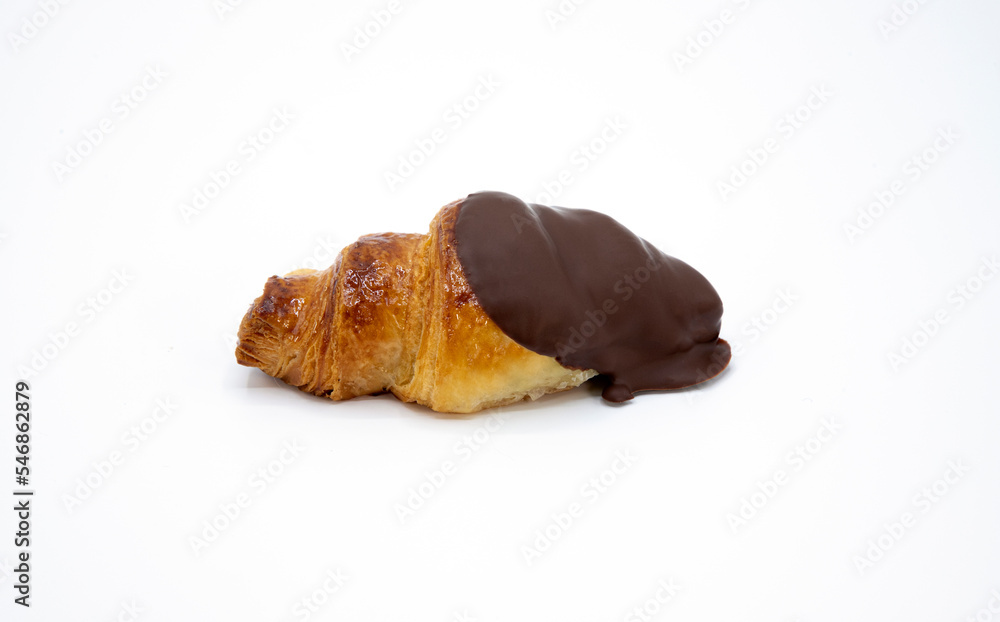 mini chocolate croissant on white background