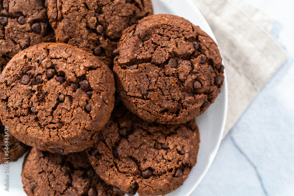 Double chocolate chip cookies Double chocolate chip cookies