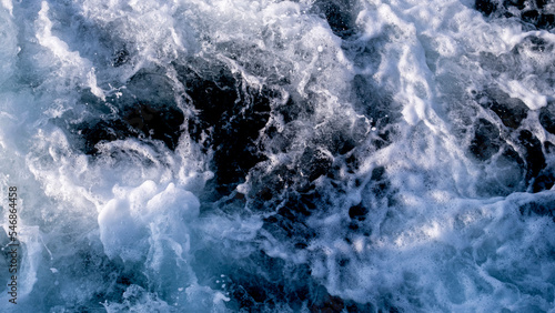 Wallpaper Mural Abstract blue sea water with white foam for background, nature background concept, sea foam texture, with space for text with blanks. Torontodigital.ca